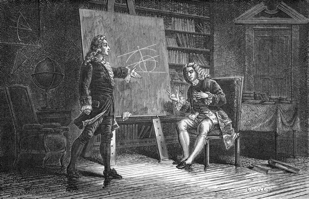 Jean ja Jacques Bernoulli työskentelevät geometristen ongelmien parissa, 1700-luku, 1874 tekijältä Unbekannt