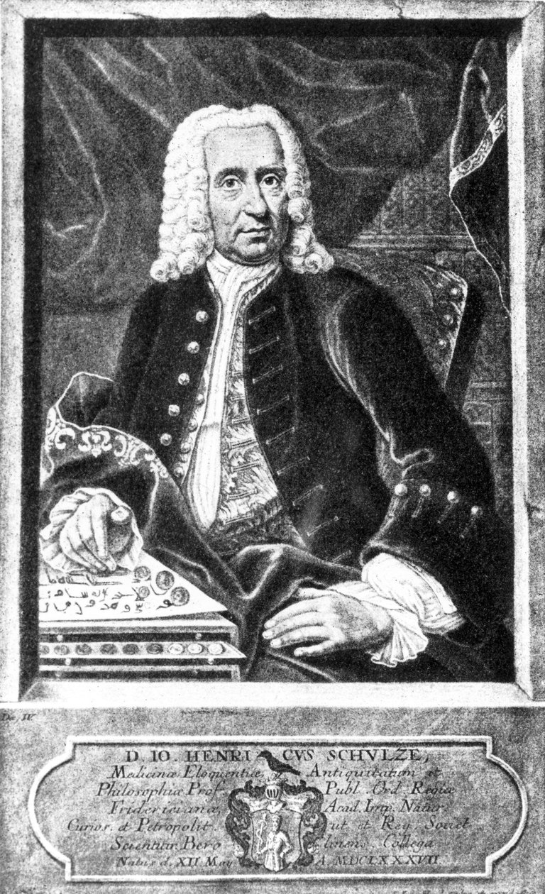 Johann Heinrich Schulze, saksalainen valokuvauksen ennakoija, n. 1710 tekijältä Unbekannt