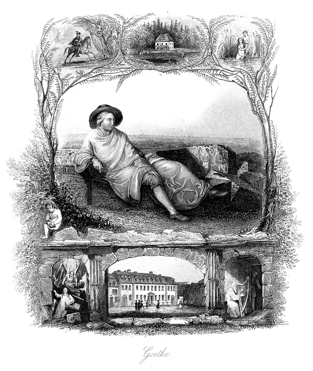Johann Wolfgang von Goethe, saksalainen runoilija, näytelmäkirjailija ja tiedemies, 1800-luku tekijältä Unbekannt