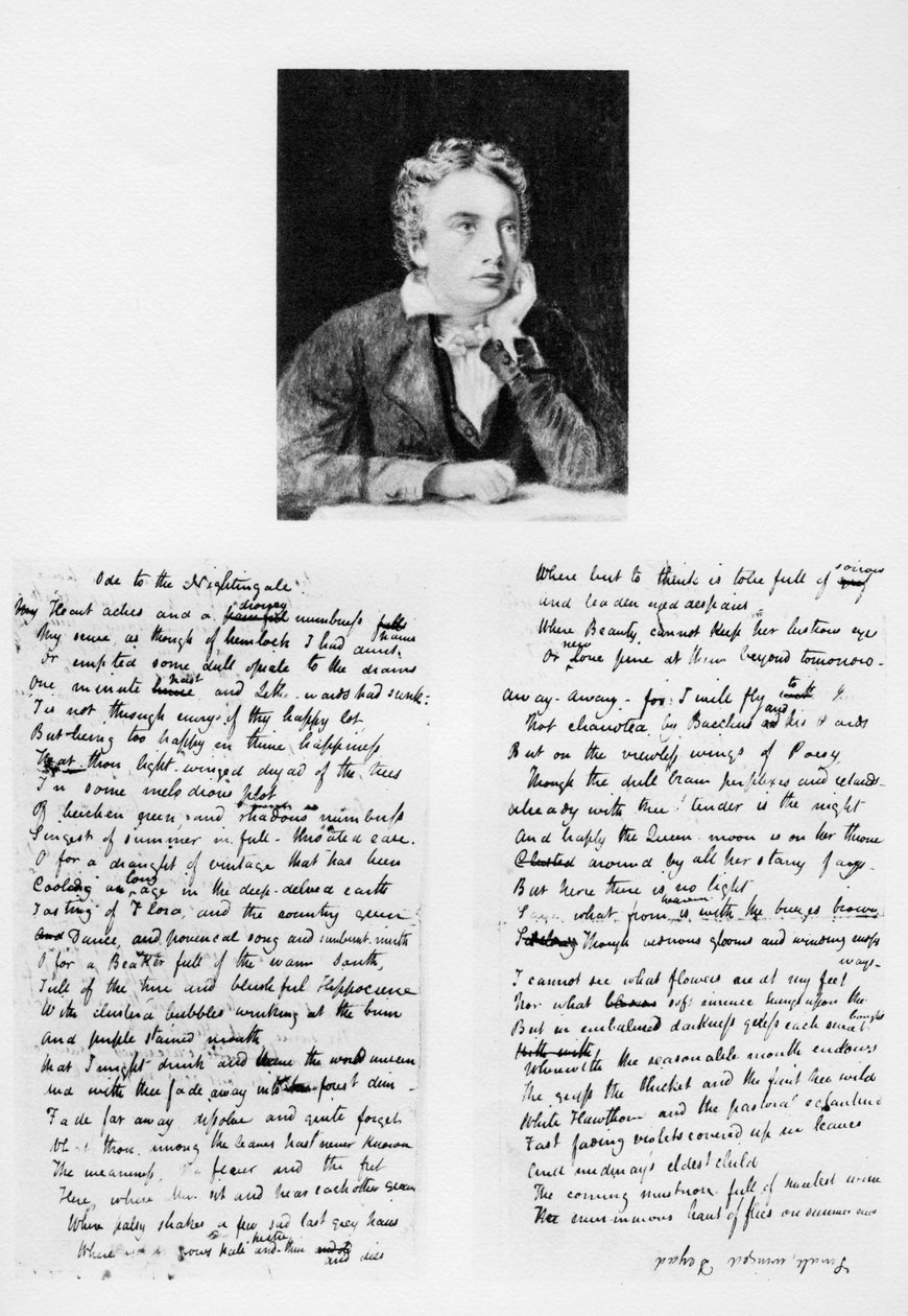 John Keats, englantilainen runoilija ja hänen Oodinsa satakielille, 1819 1958 tekijältä Unbekannt