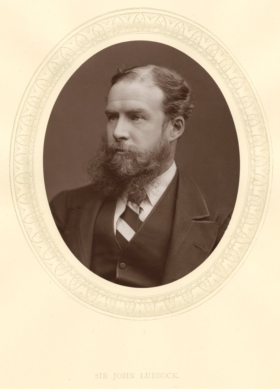 John Lubbock, ensimmäinen Baron Avebury, englantilainen pankkiiri, arkeologi, luonnontieteilijä ja poliitikko, c1880 tekijältä Unbekannt