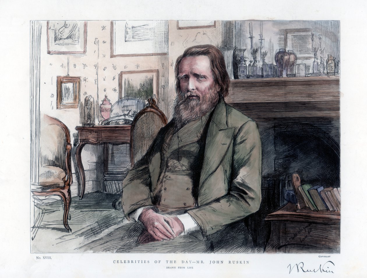 John Ruskin 1819-1900, englantilainen kriitikko, kirjailija, runoilija ja taiteilija, 1886 tekijältä Unbekannt