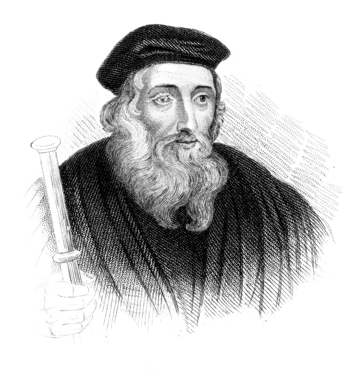 John Wycliffe, 1300-luvun englantilainen teologi ja uskonnollinen uudistaja, 1850 tekijältä Unbekannt