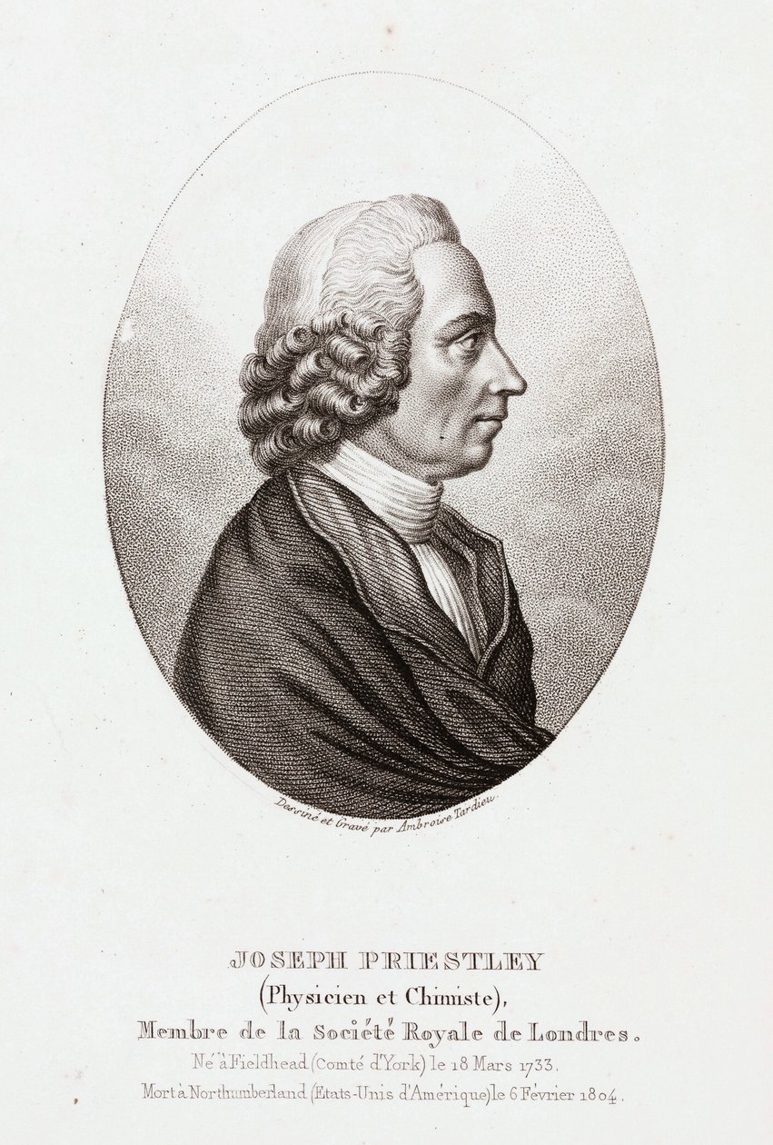 Joseph Priestley, englantilais-amerikkalainen teologi ja kemisti, n. 1780 tekijältä Unbekannt