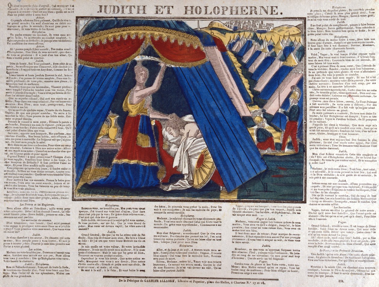 Judith tappaa assyrialaisen kenraalin Holofernesin, 1800-luku tekijältä Unbekannt
