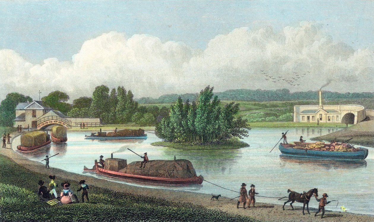 Regents Canalin risteys Paddington Basinissa, Lontoossa, 1828 tekijältä Unbekannt