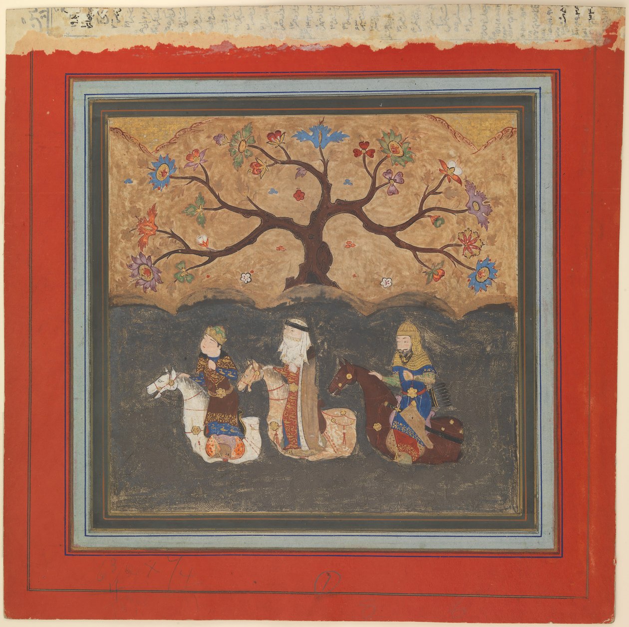 Kai Khusrau, Farangis ja Giv Jihun Oxus -joen ylittäminen, Folio 1400-luvun puolivälistä. tekijältä Unbekannt