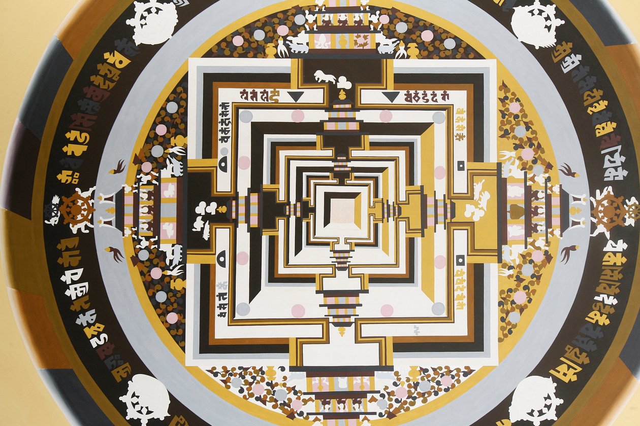 Kalachakra, ajan pyörä. Thangka, Bhaktapur, Nepal tekijältä Unbekannt
