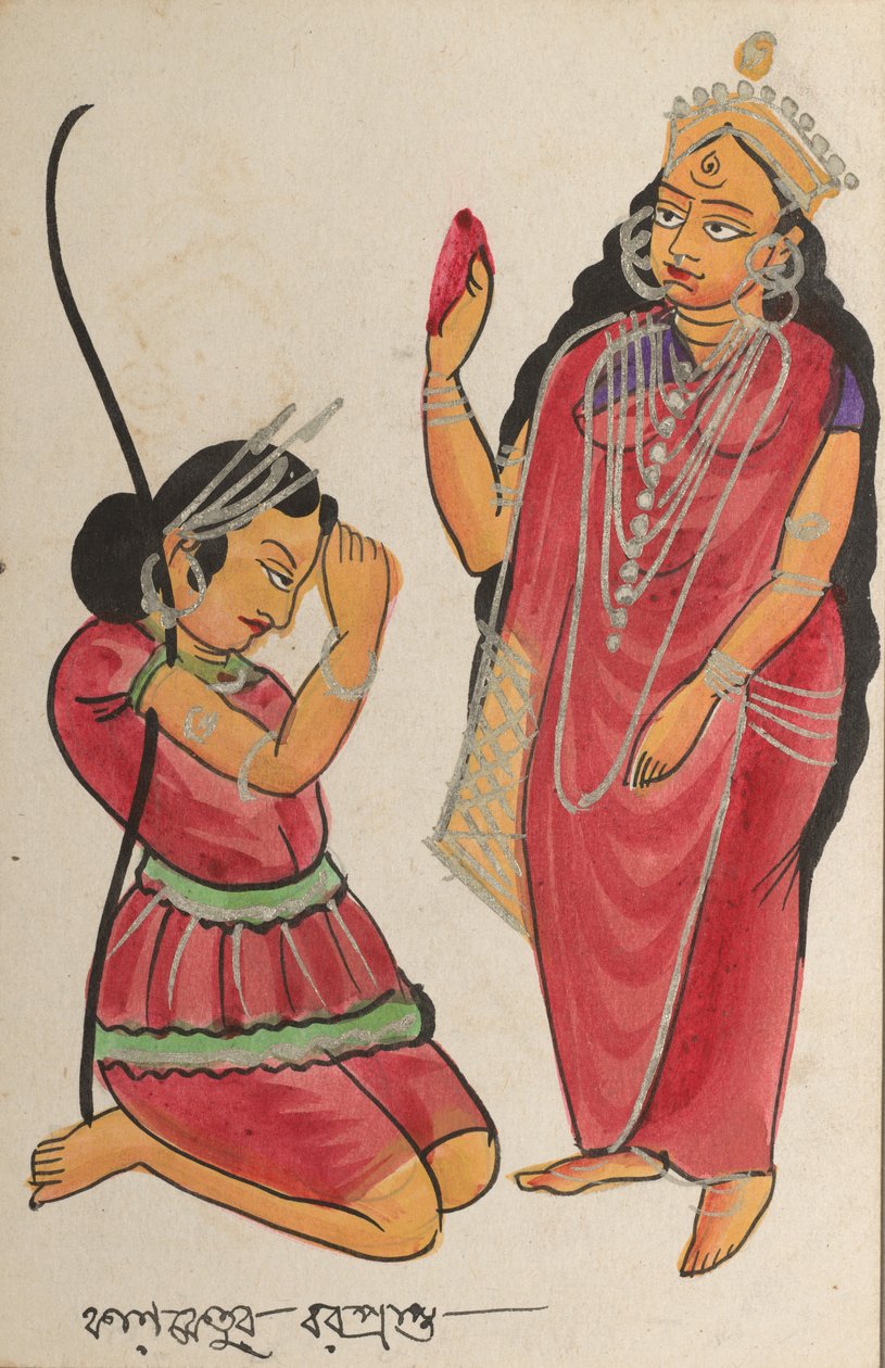 Kalaketu vastaanottaa siunauksen jumalatar Chandilta, 1800-luku. tekijältä Unbekannt