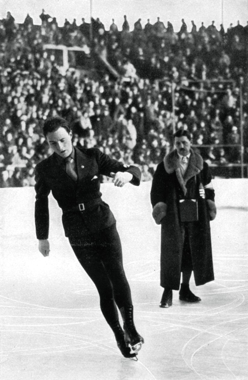 Karl Schäfer, itävaltalainen taitoluistelija, talviolympialaiset, Garmisch-Partenkirchen, Saksa, 1936 tekijältä Unbekannt