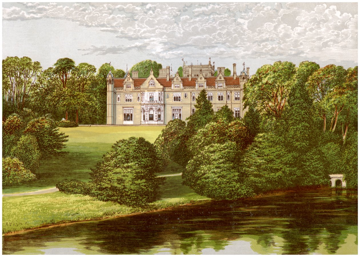 Keele Hall, Staffordshire, Sneydin perheen koti, vuosi 1880 tekijältä Unbekannt