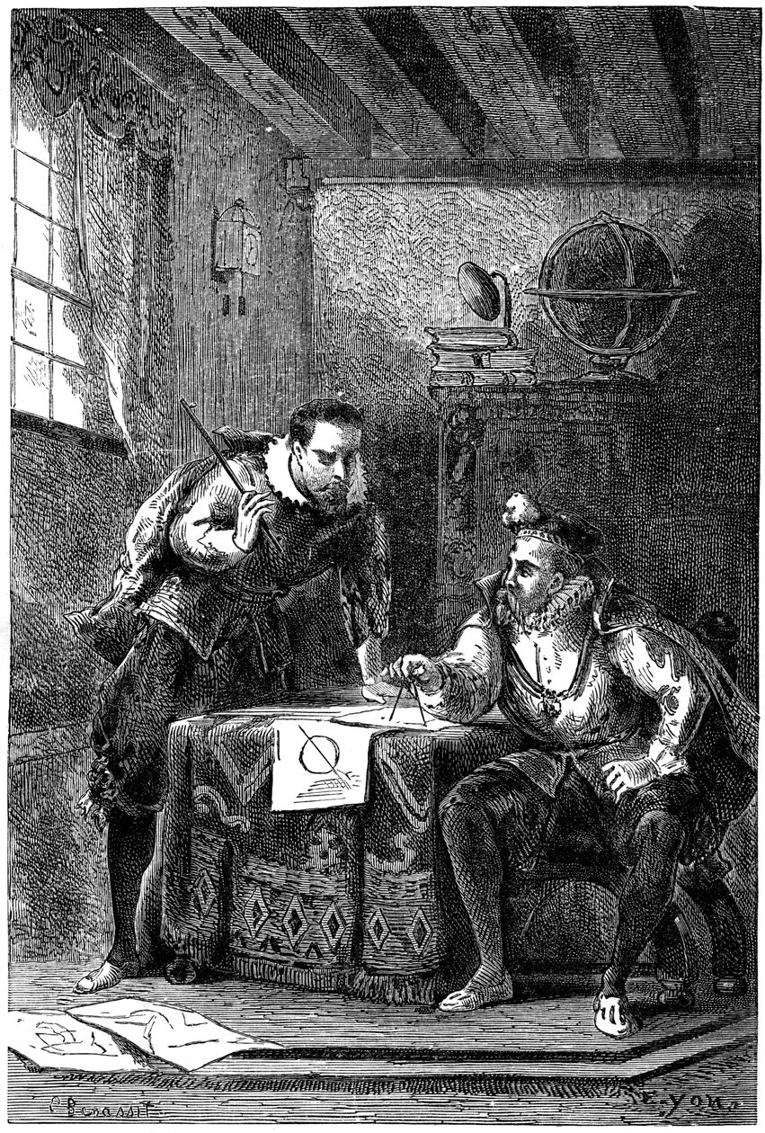Kepler ja Brahe työskentelevät yhdessä c1600, c1870 tekijältä Unbekannt