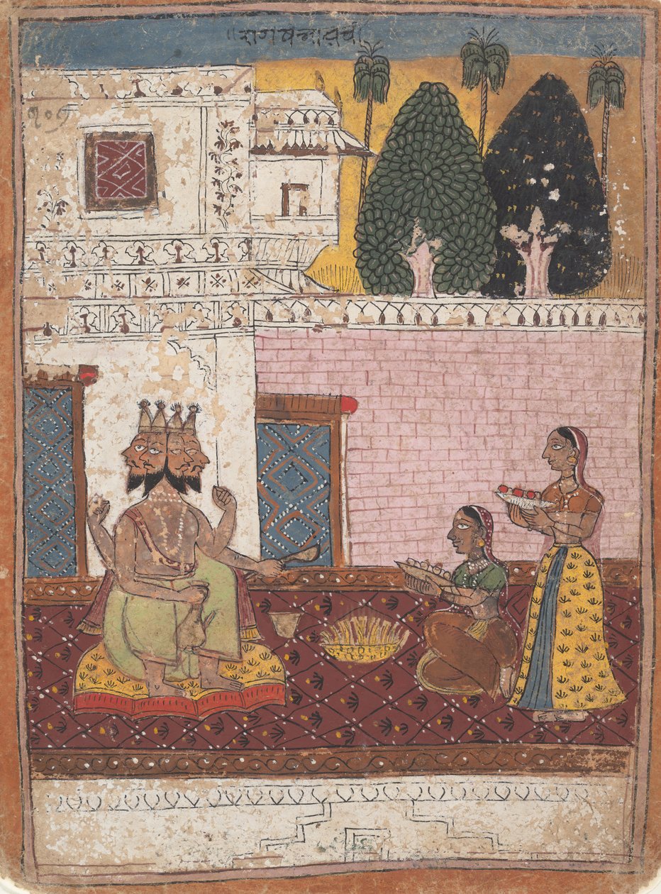 Khambavati Ragini... hajallaan olevasta Ragamala-sarjasta, musiikkimuotojen seppele, 1700-1725. tekijältä Unbekannt