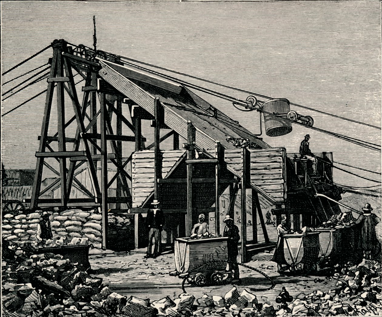 Kimberleyn timanttikaivos: laitteet timanttimaan nostamiseen, 1896 tekijältä Unbekannt