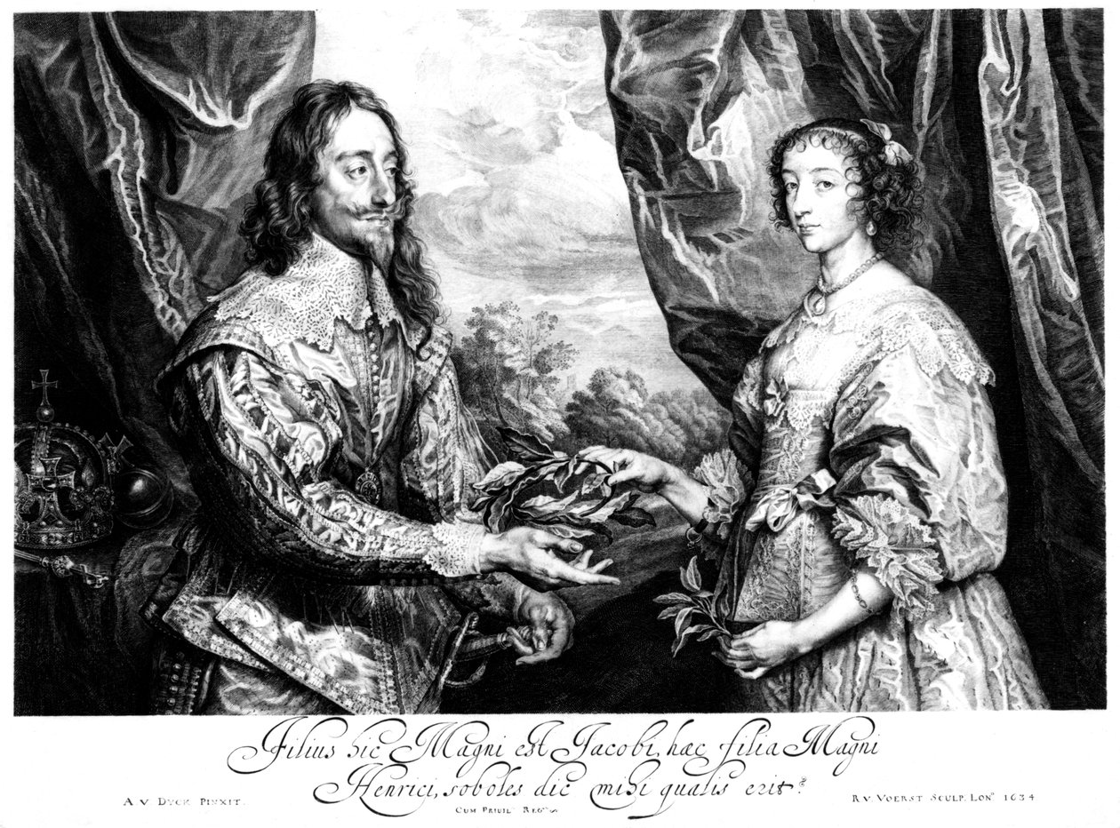 Kuningas Kaarle I 1600-1649 ja kuningatar Henrietta Maria 1609-1669 tekijältä Unbekannt