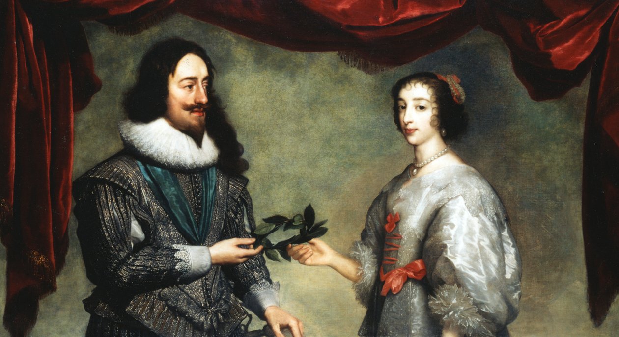 Kuningas Kaarle I 1600-1649 ja kuningatar Henrietta Maria 1609-1669 tekijältä Unbekannt