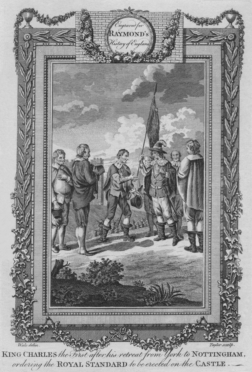 Kuningas Kaarle Ensimmäinen vetäytymisen jälkeen Yorkista Nottinghamiin, v. 1787 tekijältä Unbekannt