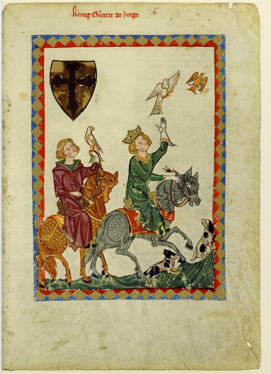 Kuningas Konrad nuorempi Codex Manessesta, vuosina 1305–1340 tekijältä Unbekannt