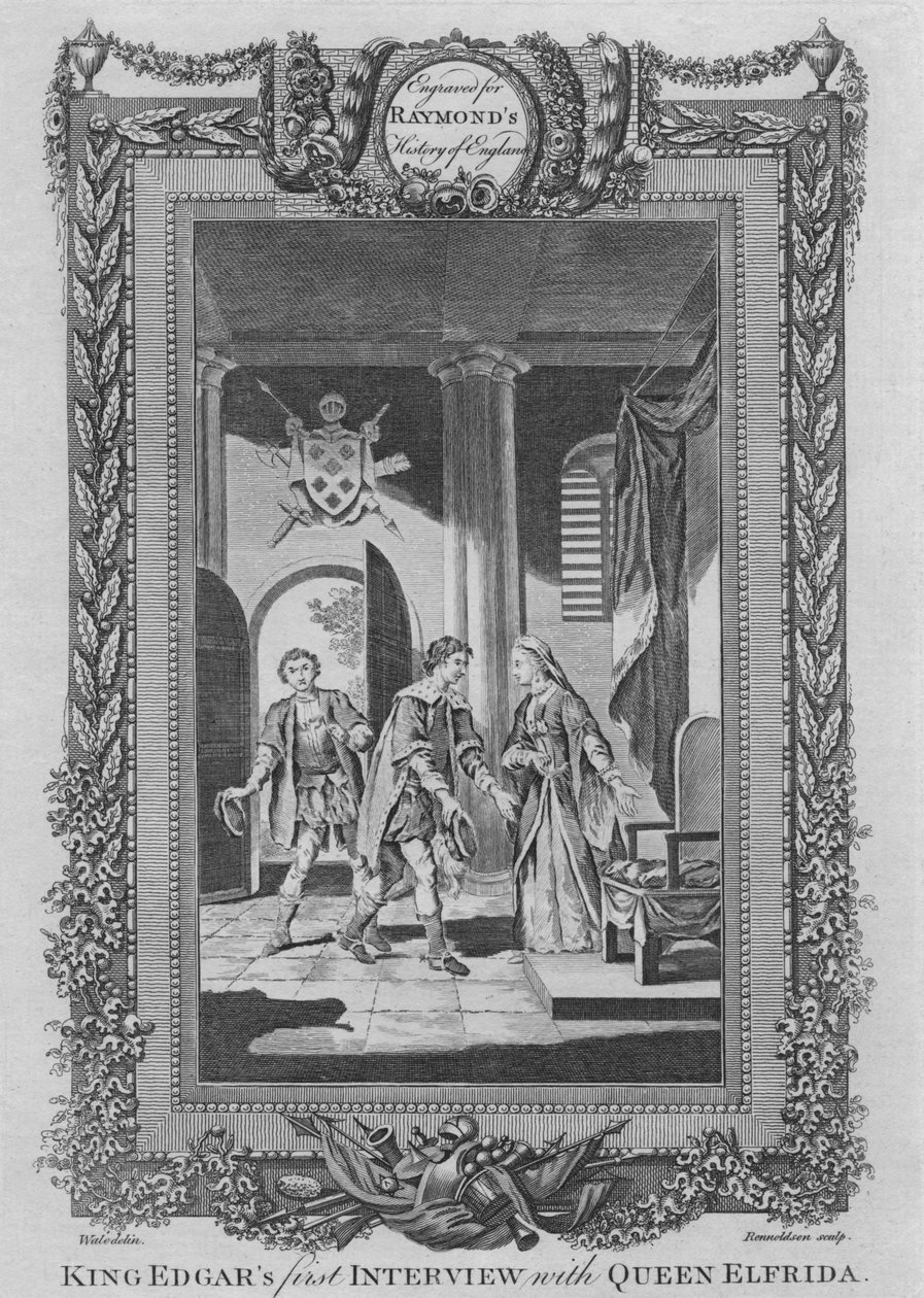 King Edgarsin ensimmäinen haastattelu kuningatar Elfridan kanssa, v. 1787 tekijältä Unbekannt