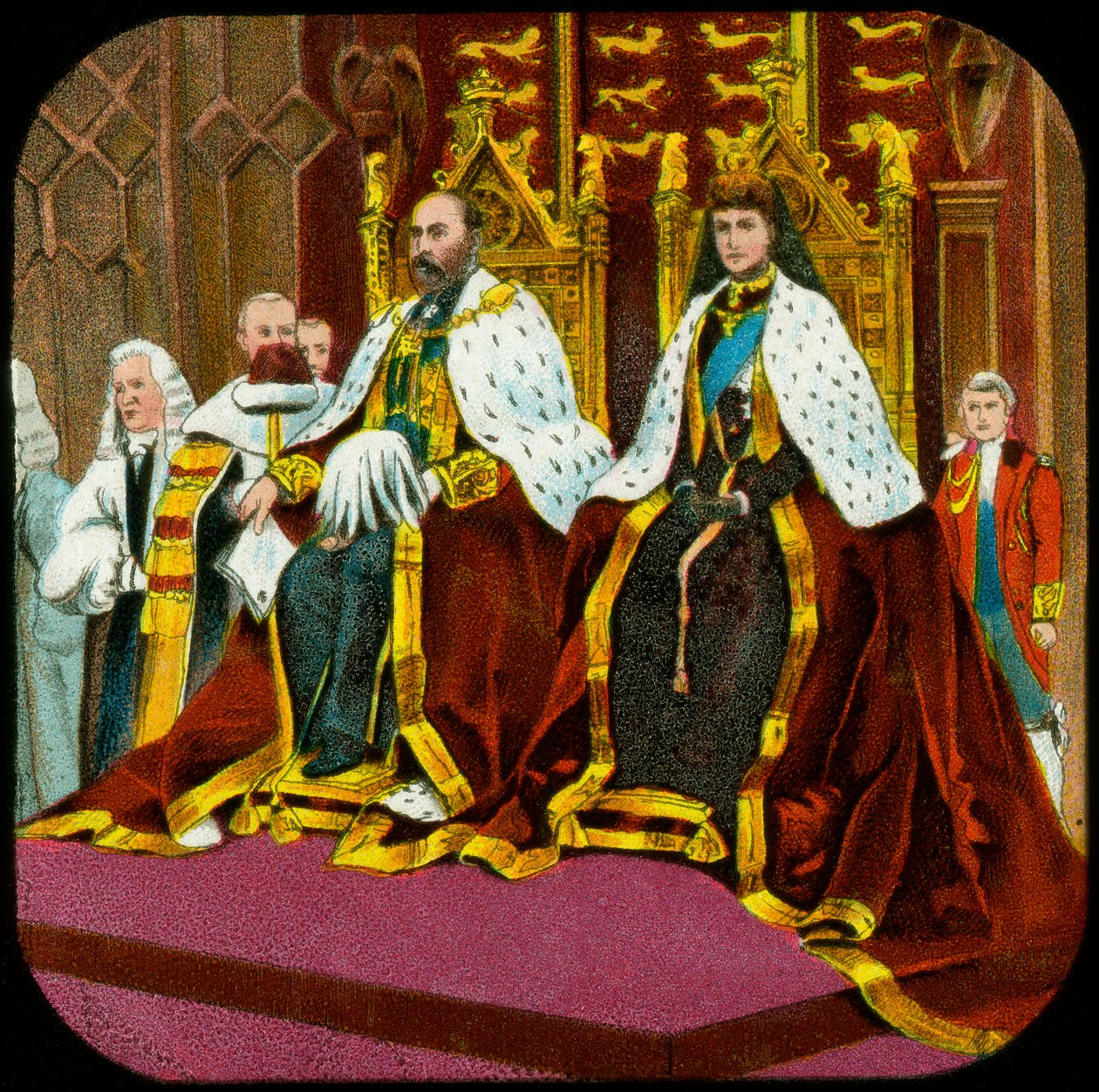 Kuningas Edward VII ja kuningatar Alexandra, parlamentin avajaiset, Westminster, 1902-1909 tekijältä Unbekannt