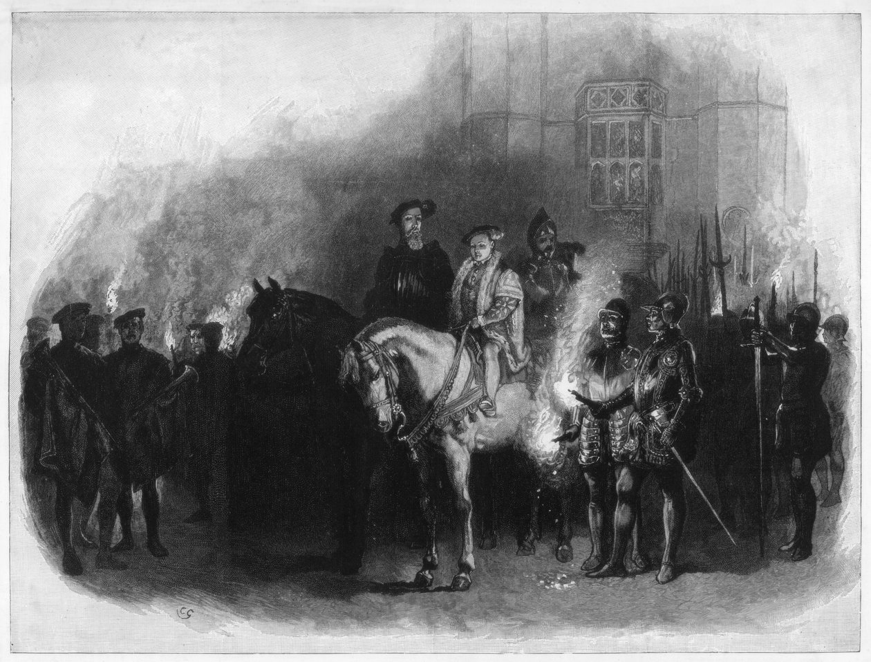 Kuningas Edward VI ja Edward Seymour, Somersetin herttua, Hampton Court, 1800-luku tekijältä Unbekannt