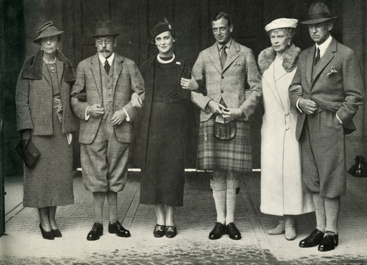 Kuningas Yrjö V, kuningatar Mary, prinssi George, prinsessa Marina... Balmoralissa vuonna 1934, 1951. tekijältä Unbekannt