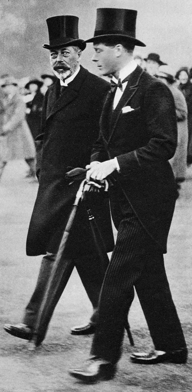 Kuningas George V ja hänen poikansa, prinssi Edward, Windsorin herttua, 1930-luku tekijältä Unbekannt