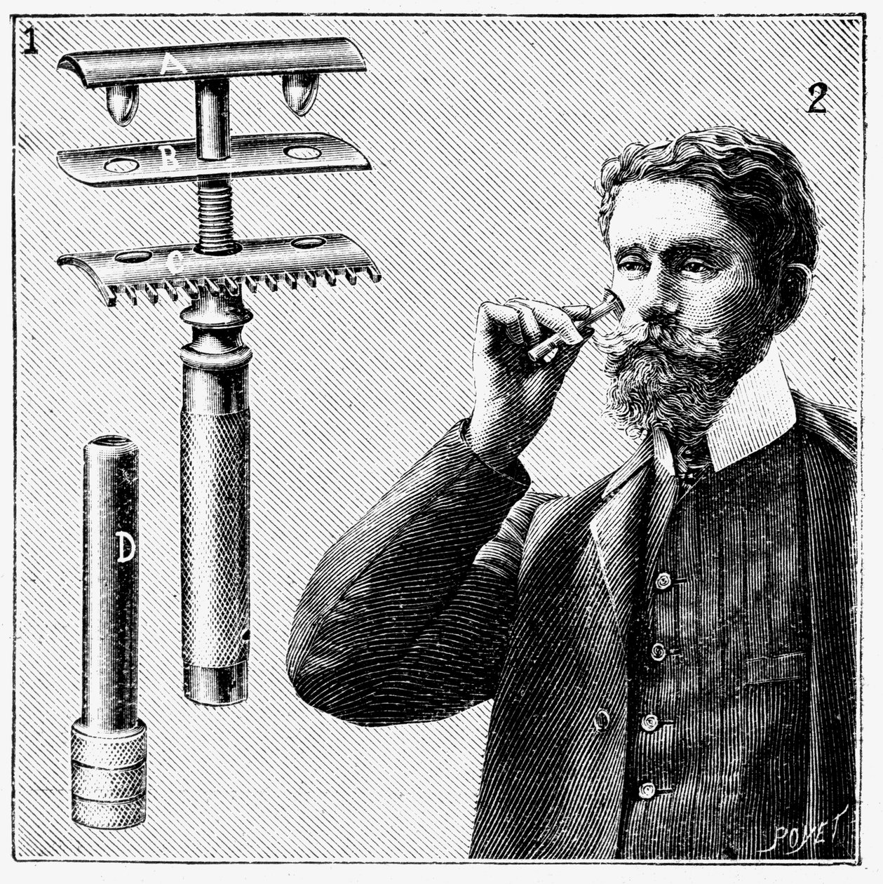 King Gillette -turvaparranajokone vaihdettavalla terällä, 1905 tekijältä Unbekannt