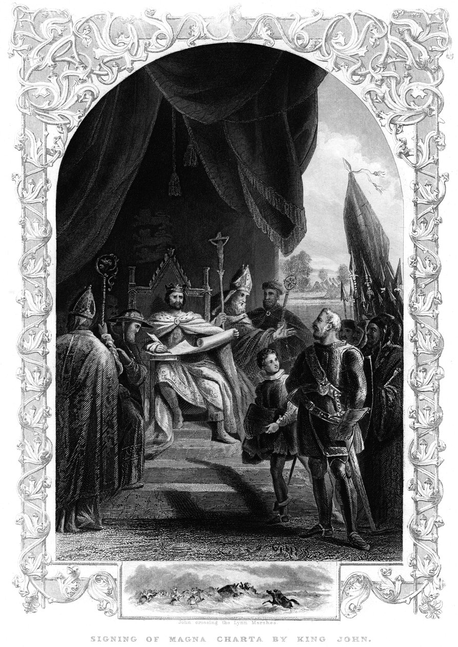 Kuningas Johannes 1167-1216 allekirjoitti Magna Cartan Runnymedessa, 1215 tekijältä Unbekannt