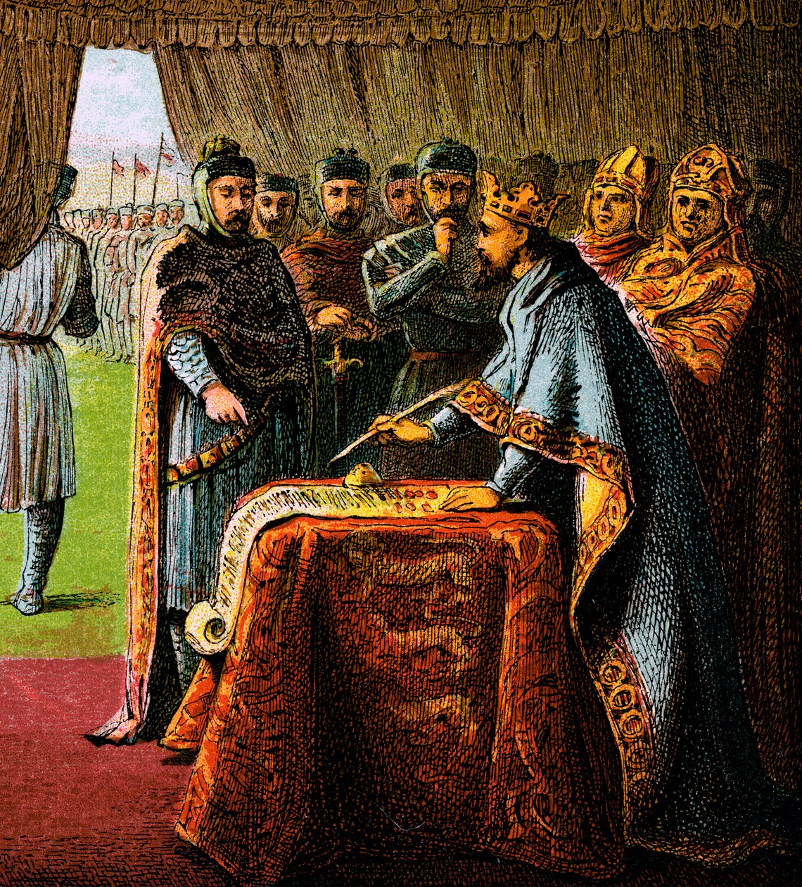 Kuningas John ja Magna Carta, 1215, c1850 tekijältä Unbekannt