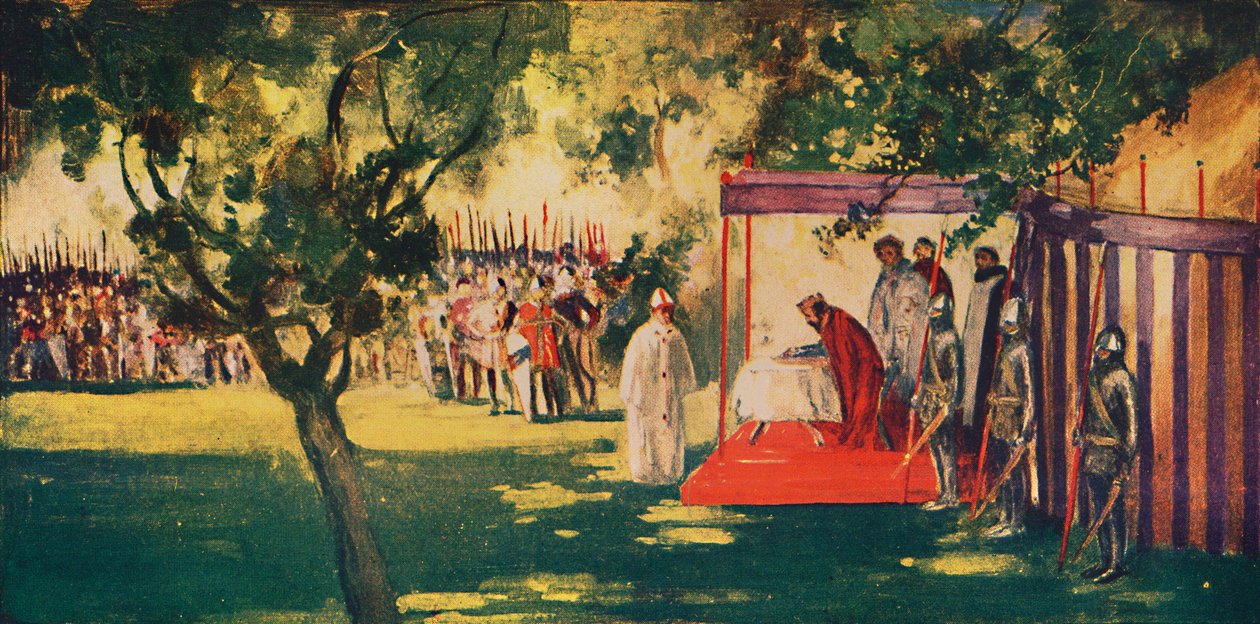 Kuningas John allekirjoitti Magna Chartan Runnydalessa, 1912 tekijältä Unbekannt