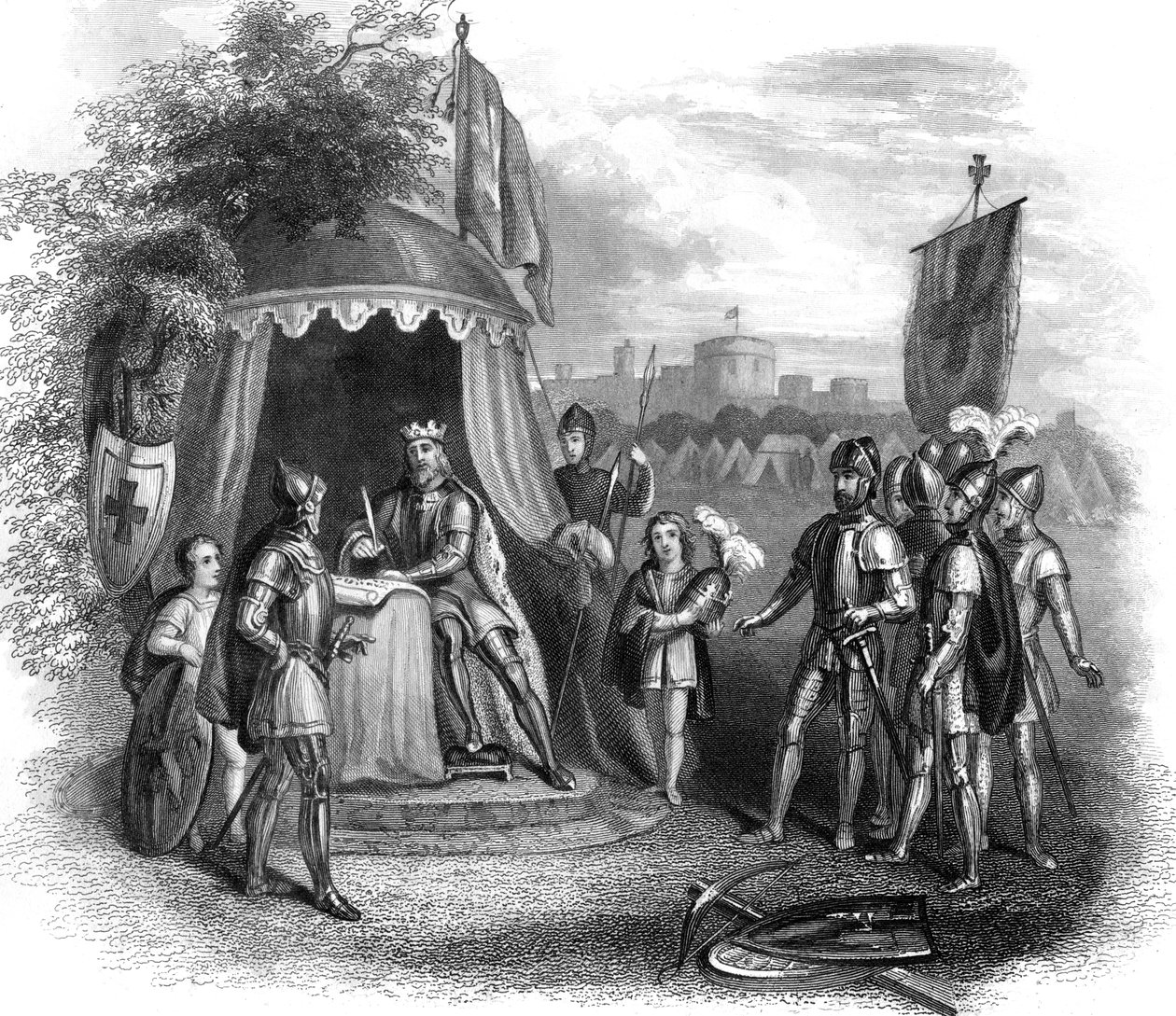 Kuningas Johannes allekirjoittaa Magna Cartan, Runnymede, Surrey, 1215 tekijältä Unbekannt