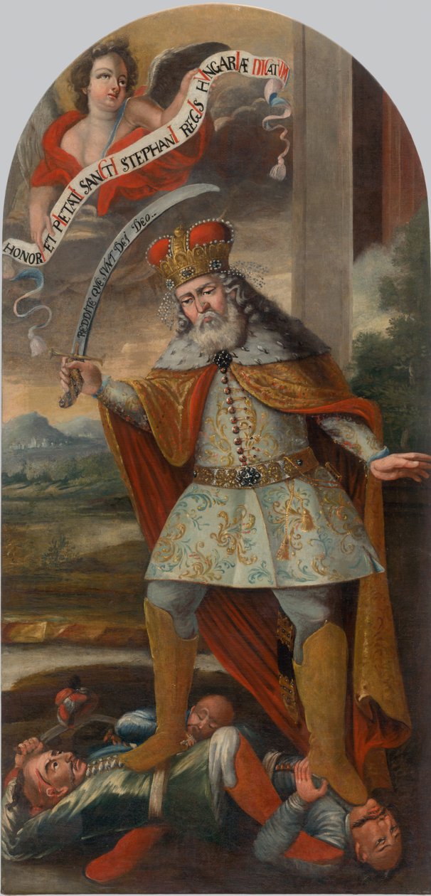 Kuningas Pyhä Stefanus taistelussa turkkilaisia vastaan, n. 1718-1719. tekijältä Unbekannt