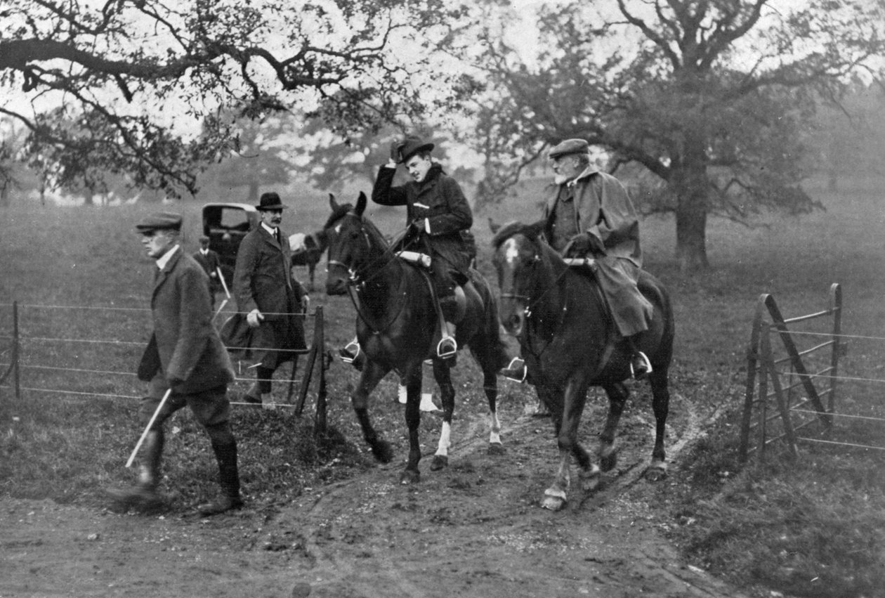 Yhdistyneen kuningaskunnan kuninkaat Edward VII ja Portugalin Manuel II metsästävät, 1909 tekijältä Unbekannt