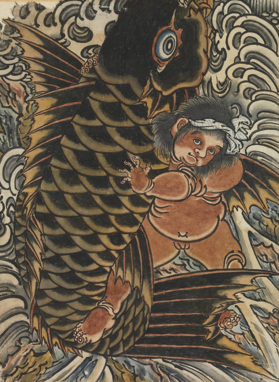 Kintaro karpin kanssa, 1800-luku. tekijältä Unbekannt