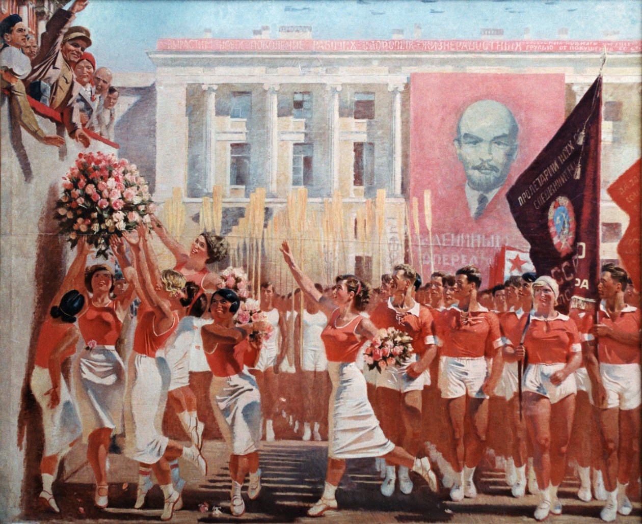 Kirov katselee urheilijoiden paraatia (1935) A, N, Samokhvalovin maalaus. tekijältä Unbekannt