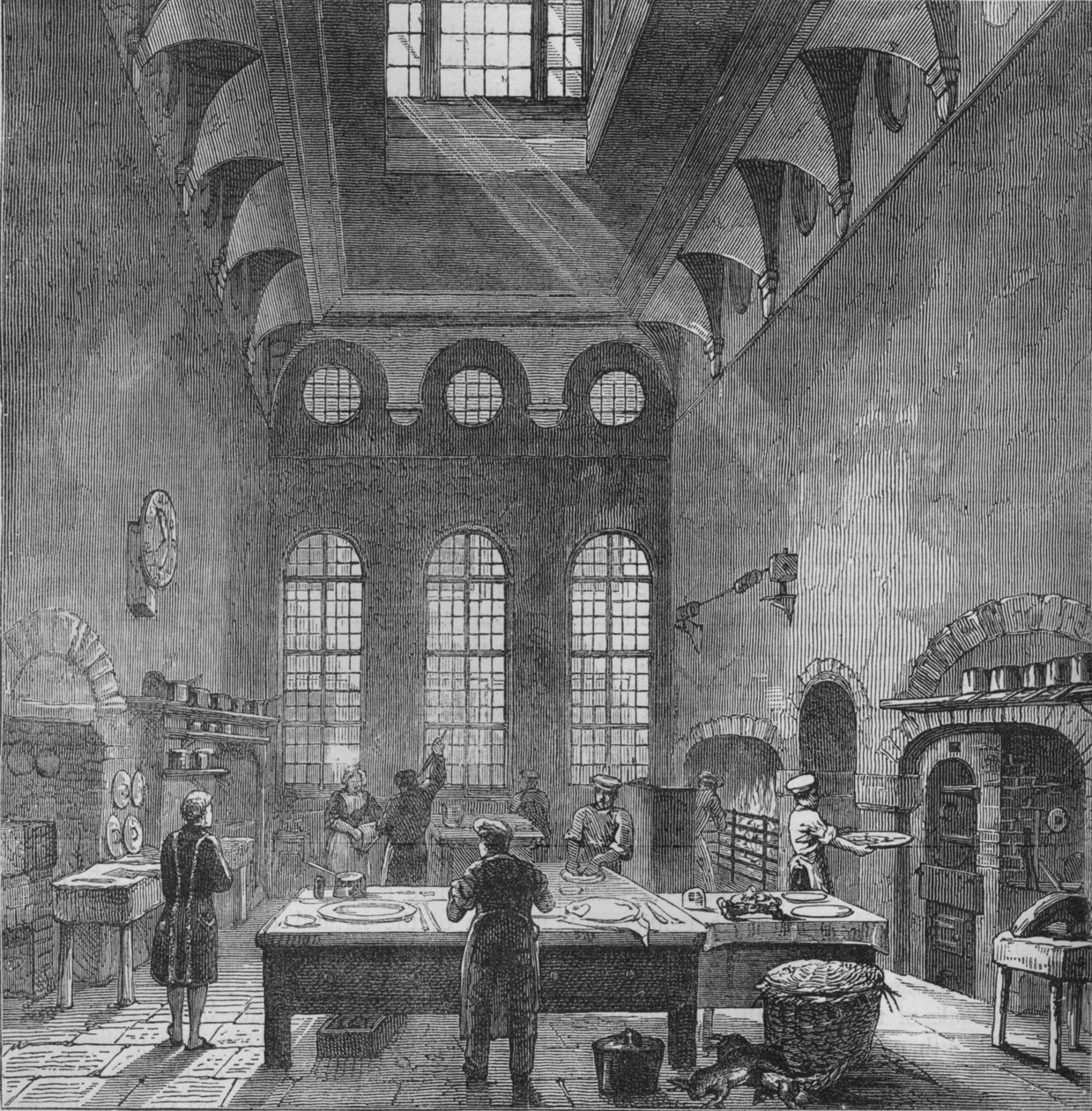 St Jamesin palatsin keittiö, Westminster, Lontoo, kuningas Yrjö III:n aikaan, n. 1870 1878. tekijältä Unbekannt