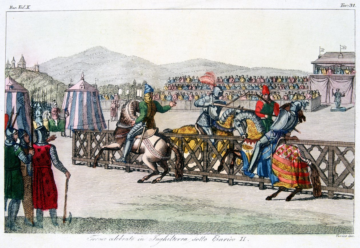 Ritarit kisaavat turnauksessa, 1100-luku, n. 1815 tekijältä Unbekannt
