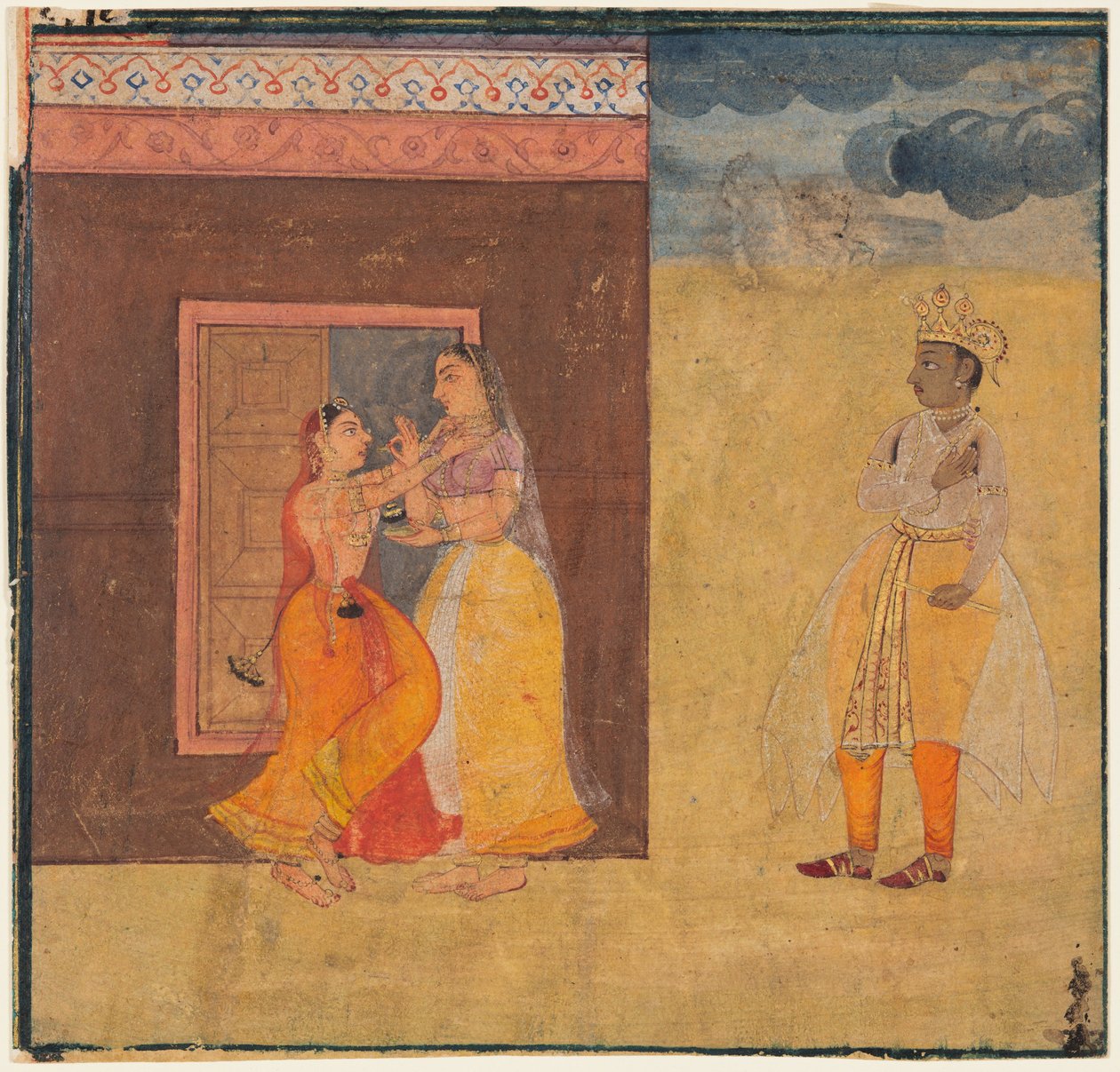 Krishna Abhisarika Nayaka, tuosta Rasikapriyan käsikirjoituksesta, n. ೧೬೧೫- ೨೫. tekijältä Unbekannt