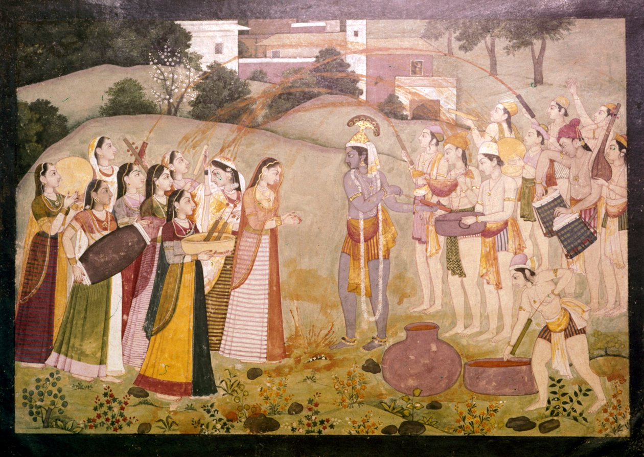 Krishna juhlii Holin kevätjuhlaa, c1770-1780 tekijältä Unbekannt