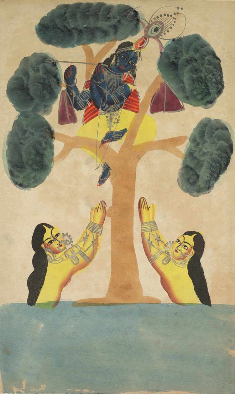 Krishna varastaa Cowgirls Gopi -vaatteet, 1800-luku. tekijältä Unbekannt