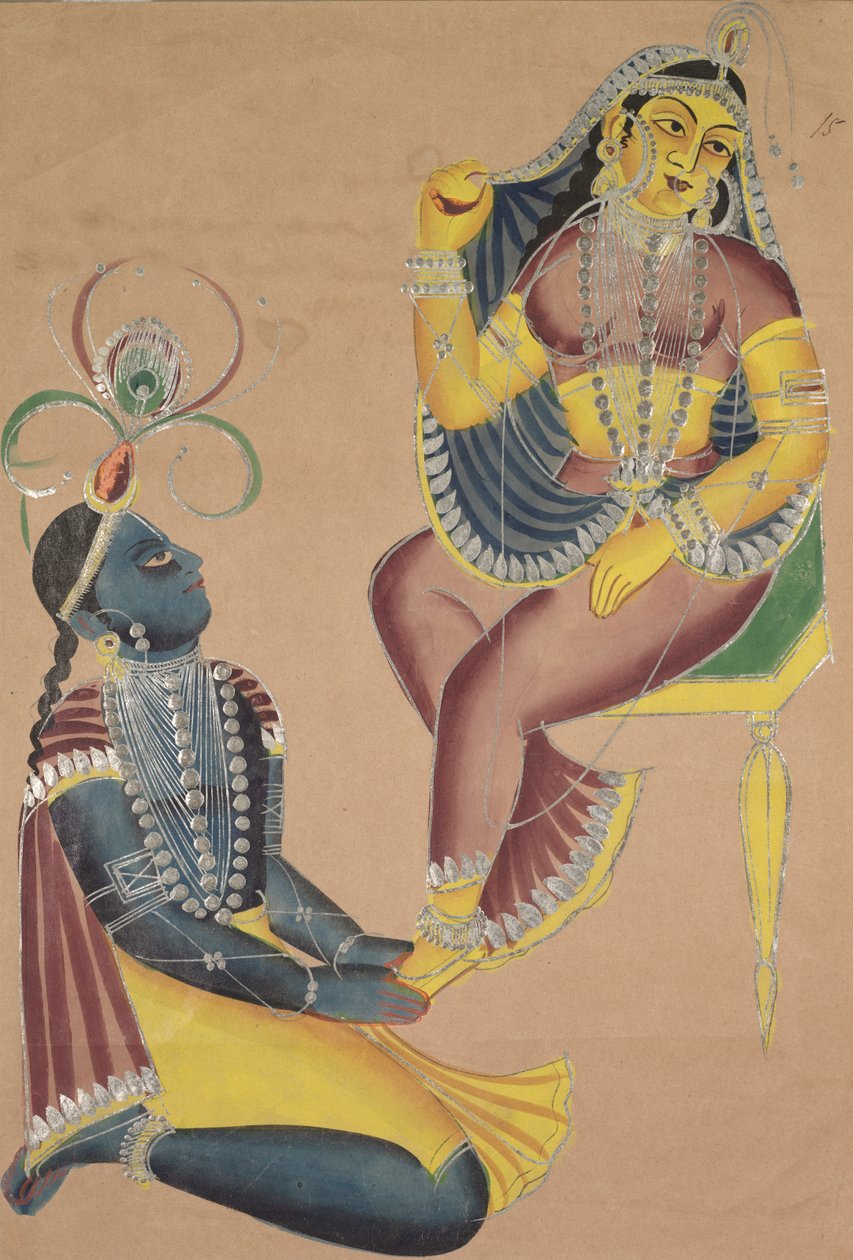 Krishna silitti Radha-jalkoja, 1800-luku. tekijältä Unbekannt