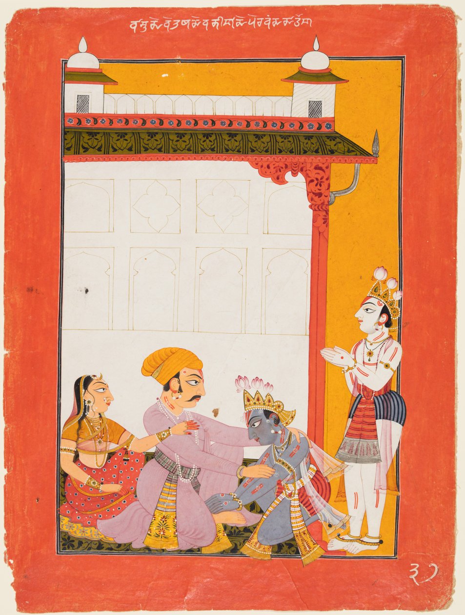 Krishna ja Balarama koskettavat Vasudevan ja Devakin jalkoja, 1730-40. tekijältä Unbekannt