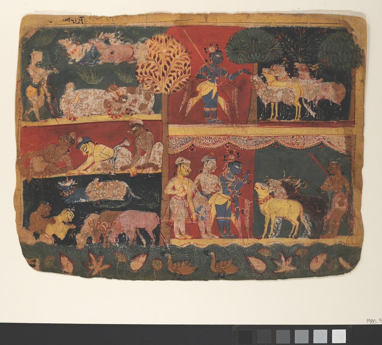 Krishna and the Cowherds: Page from a Dispersed Bhagavata Purana..., ca. 1520-30.  tekijältä Unbekannt