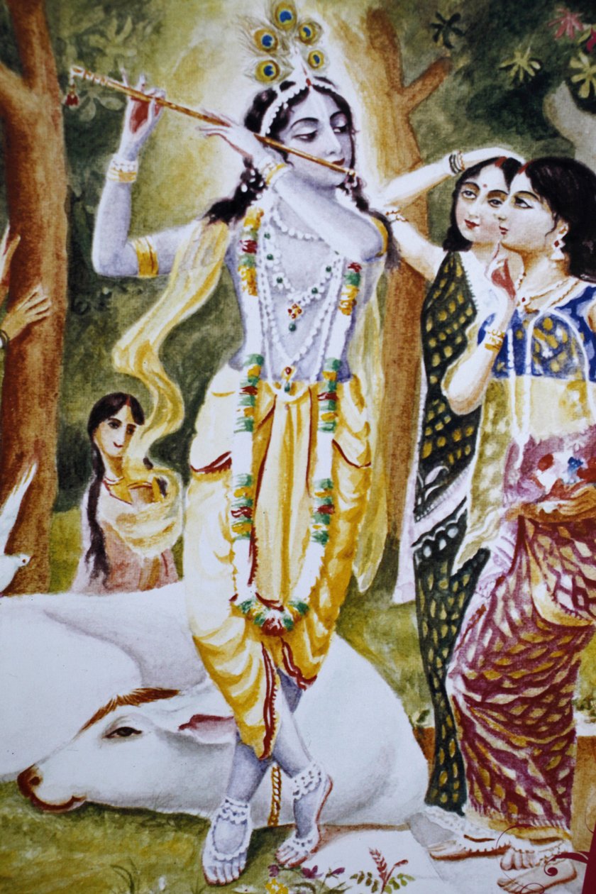 Krishna ja Gopi kuvattuna Hare Krishna -kalenterissa, Lontoo, Grande-Bretagne tekijältä Unbekannt