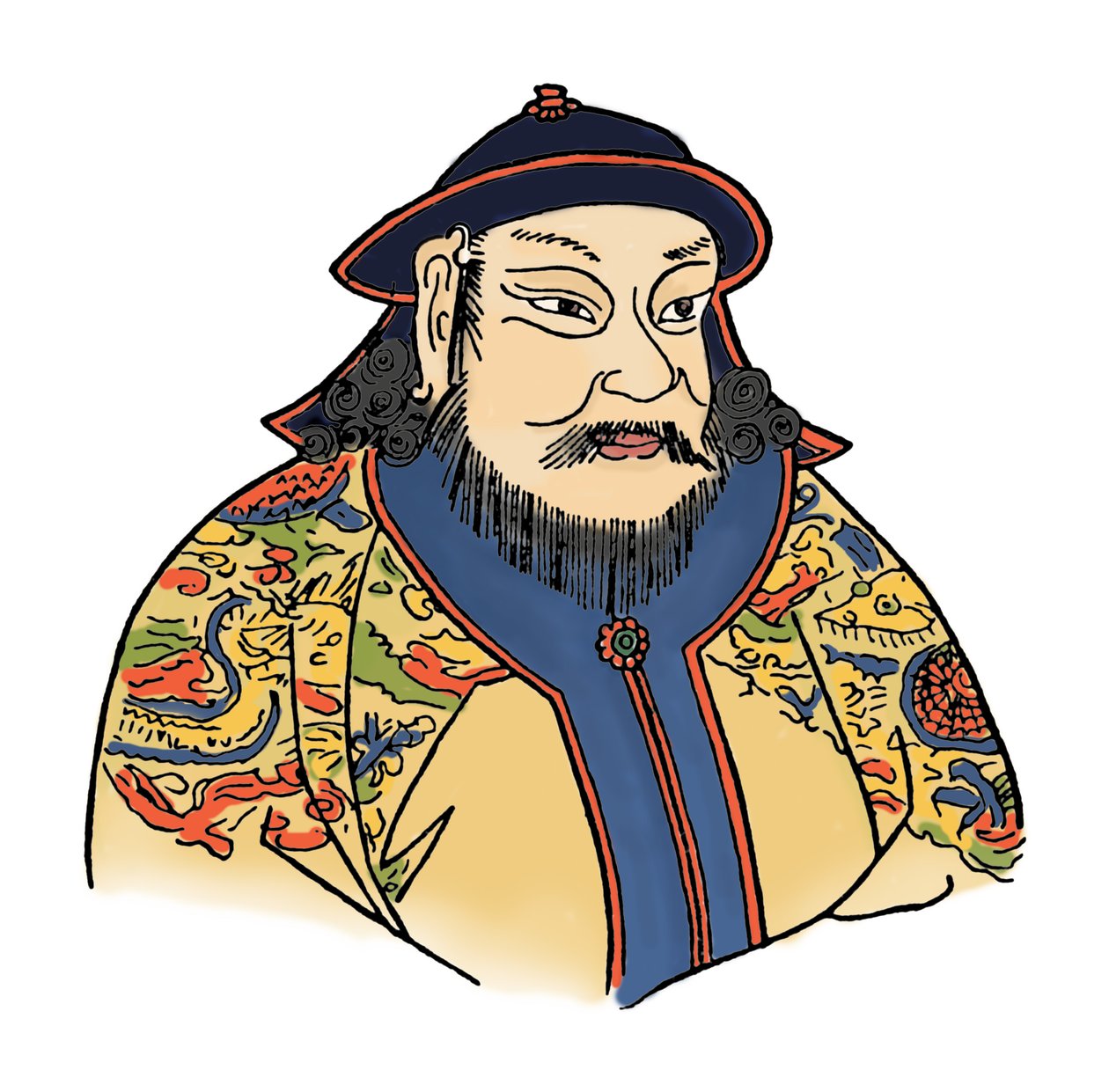 Mongolien valtakunnan Kublai-khan 1215-1294 ja Yuan-dynastian perustaja, 1912 tekijältä Unbekannt