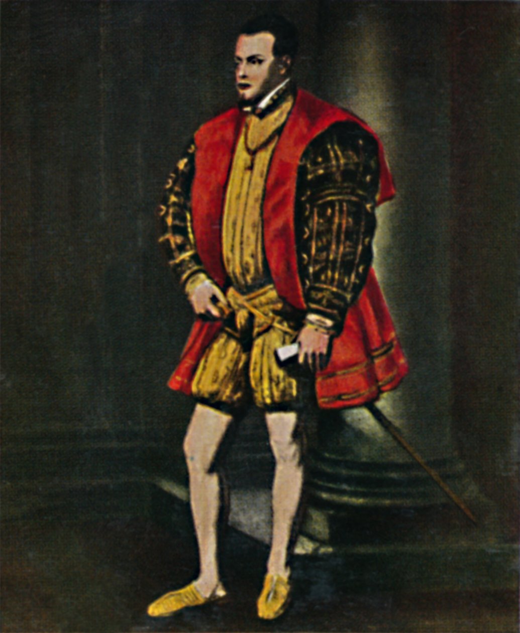 Espanjan kuningas Philip II 1527-1598. - Titianin maalaus, 1934. tekijältä Unbekannt