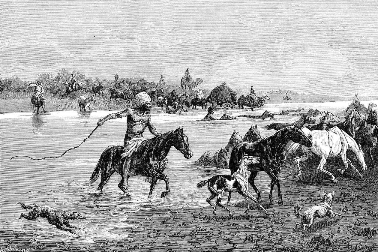 Kirgisia ylittää joen, Kirgisia, 1895 tekijältä Unbekannt