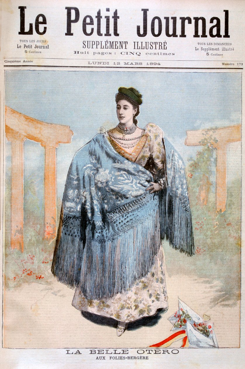 La Belle Otero, espanjalaissyntyinen tanssija, näyttelijä ja kurtisaani, 1894 tekijältä Unbekannt
