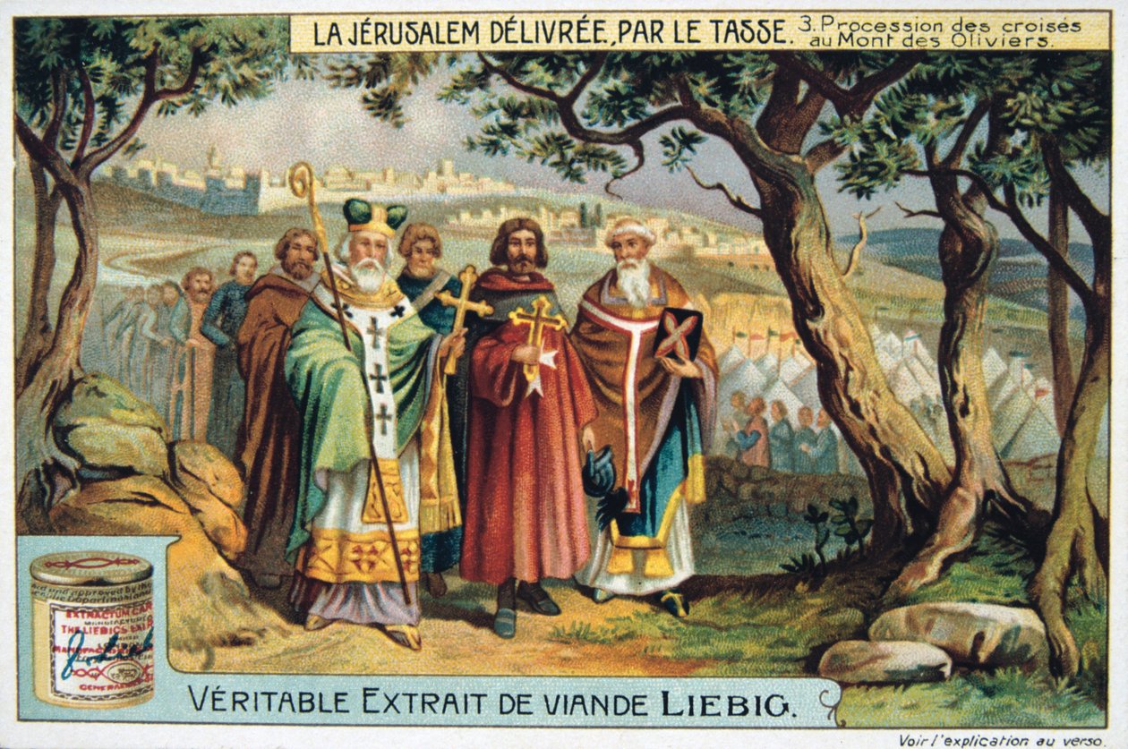 La Jerusalem delivree par le Tasse, Ristien kulkue Oliivivuorelle. 1800-luku tekijältä Unbekannt